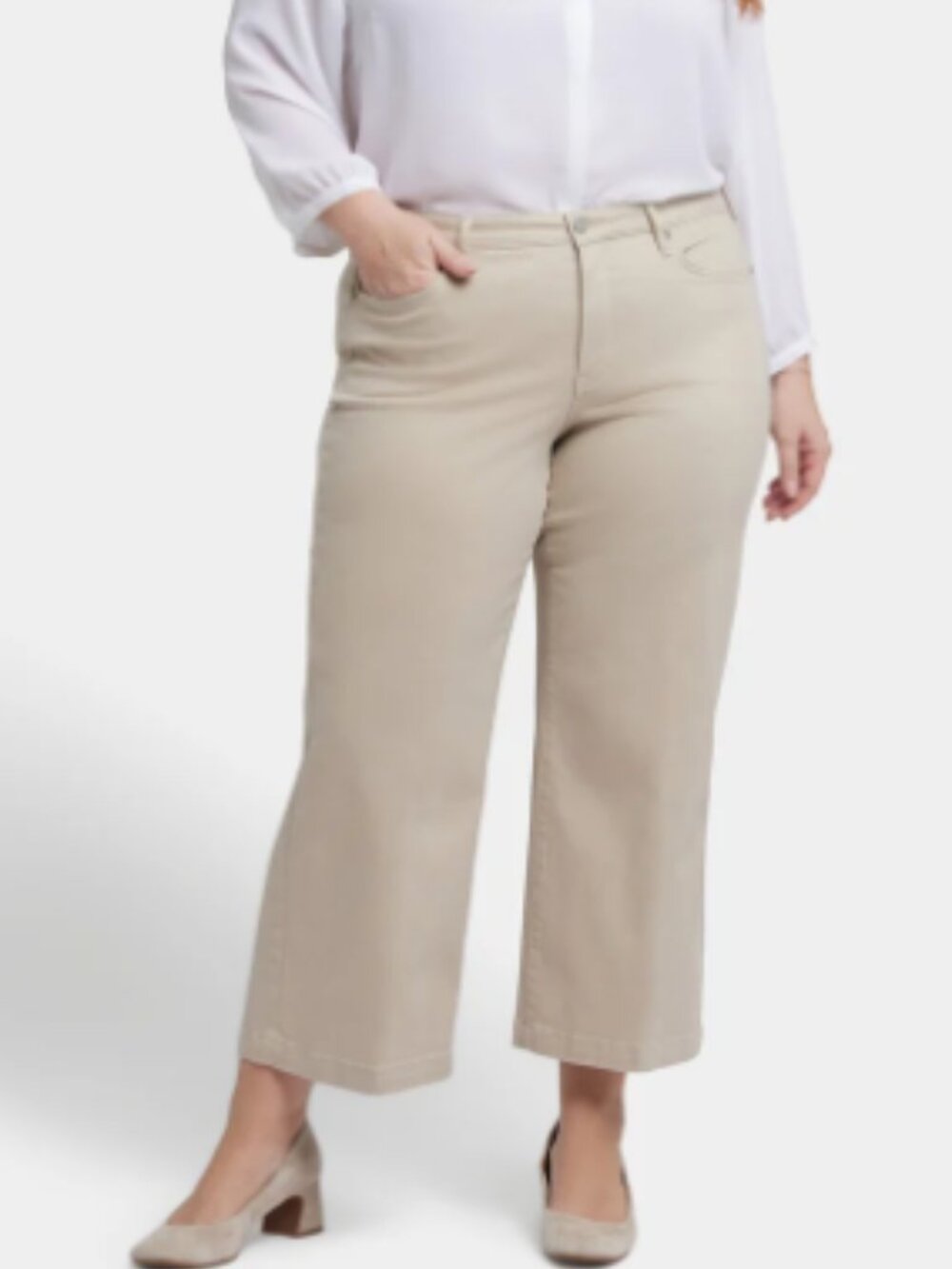 NWT NYDJ Teresa Wide Leg Ankle Pants Jeans Feather Tan Size 16W Casual Neutral